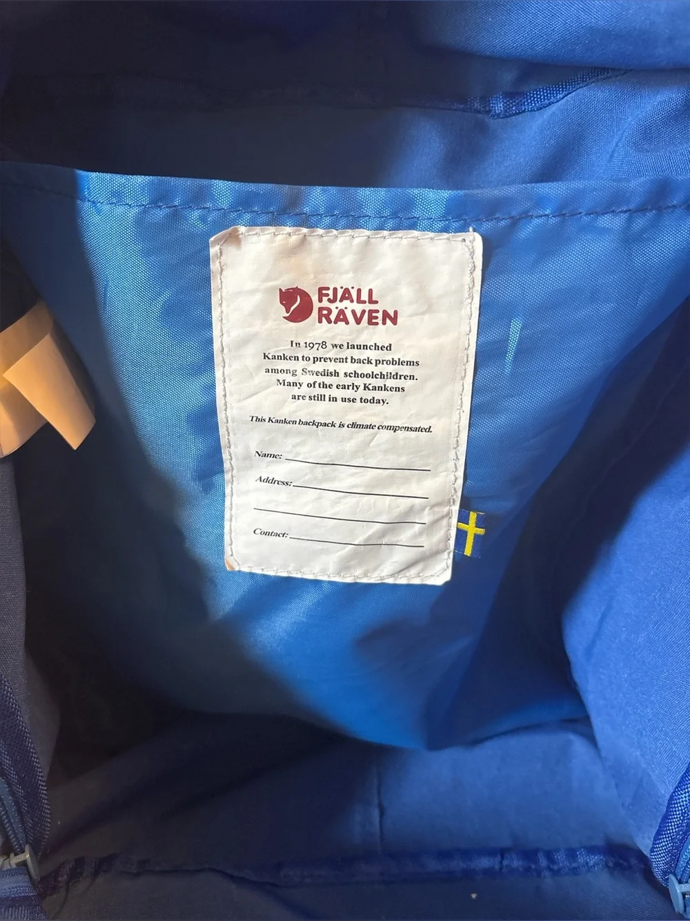Fjallraven Kanken Mini Royal Blue Backpack with Rainbow Straps
